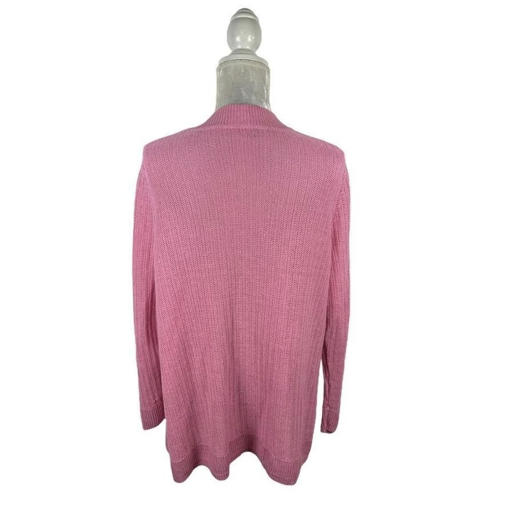 Talbots Woman Petites Open Front Pink‎ 100% Linen Cardigan Sweater Pockets 3XP - Picture 5 of 7